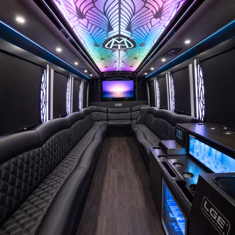 15 Passenger Party Bus Interior