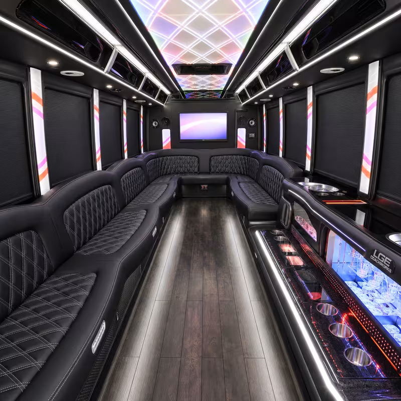 18 Passenger Party Bus Interior
