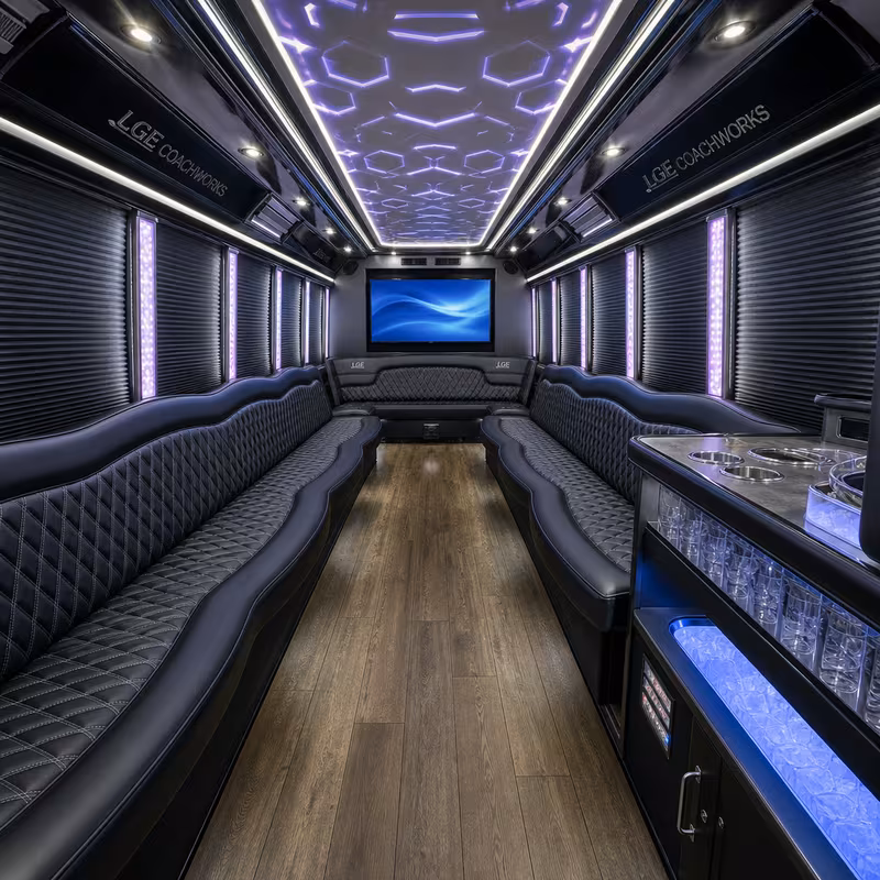 18 Passenger Party Bus Interior