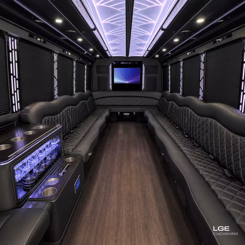20 Passenger Party Bus Interior