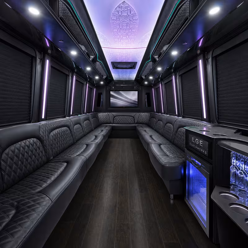 25 Passenger Party Bus Interior