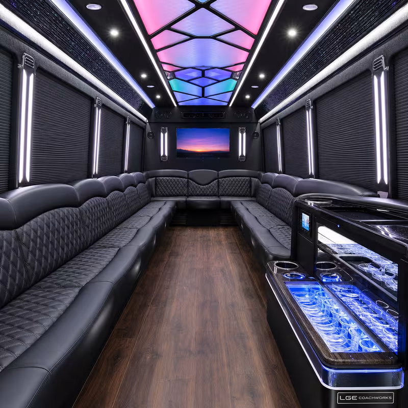 25 Passenger Party Bus Interior