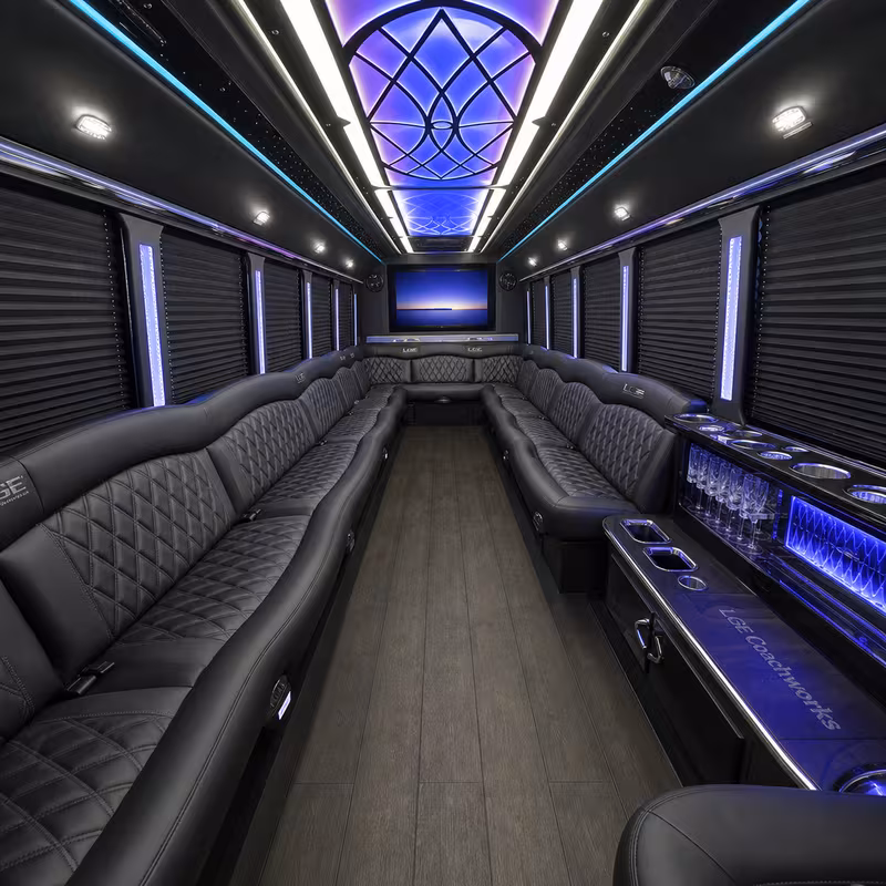 28 Passenger Party Bus Interior