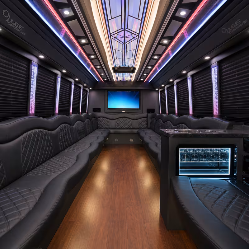 28 Passenger Party Bus Interior