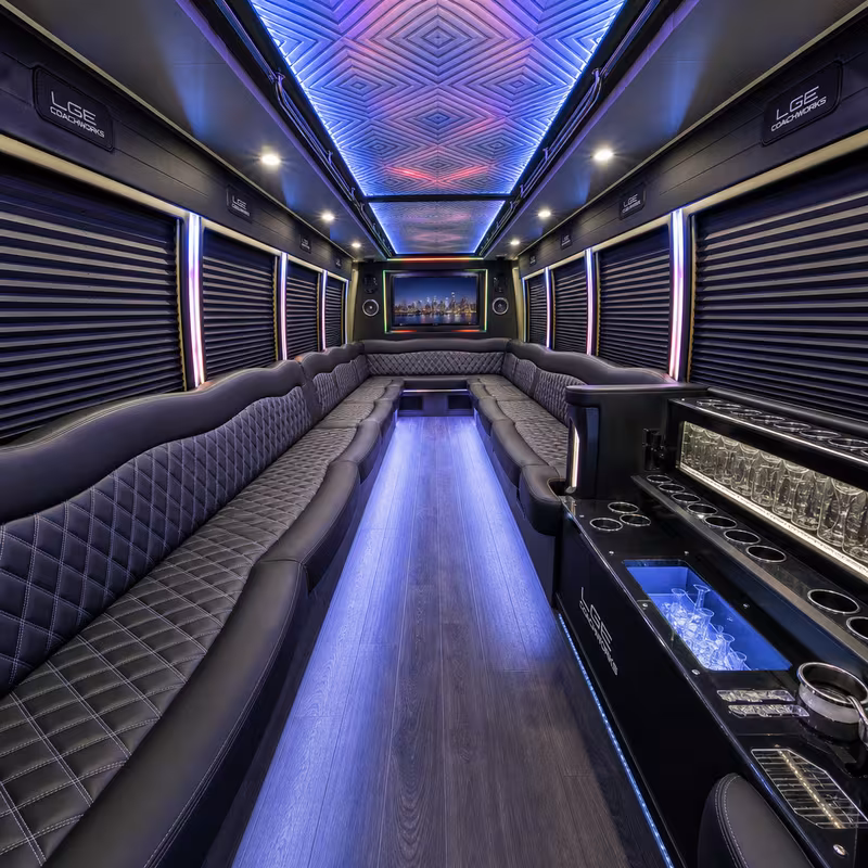 50 Passenger Party Bus Interior