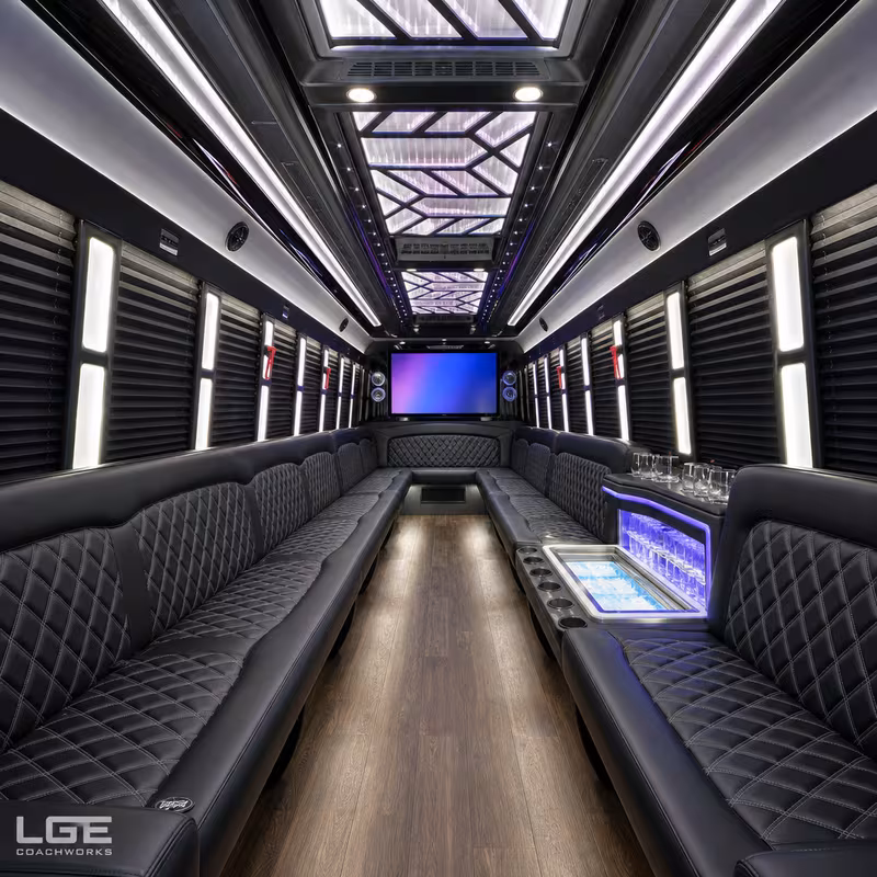 50 Passenger Party Bus Interior