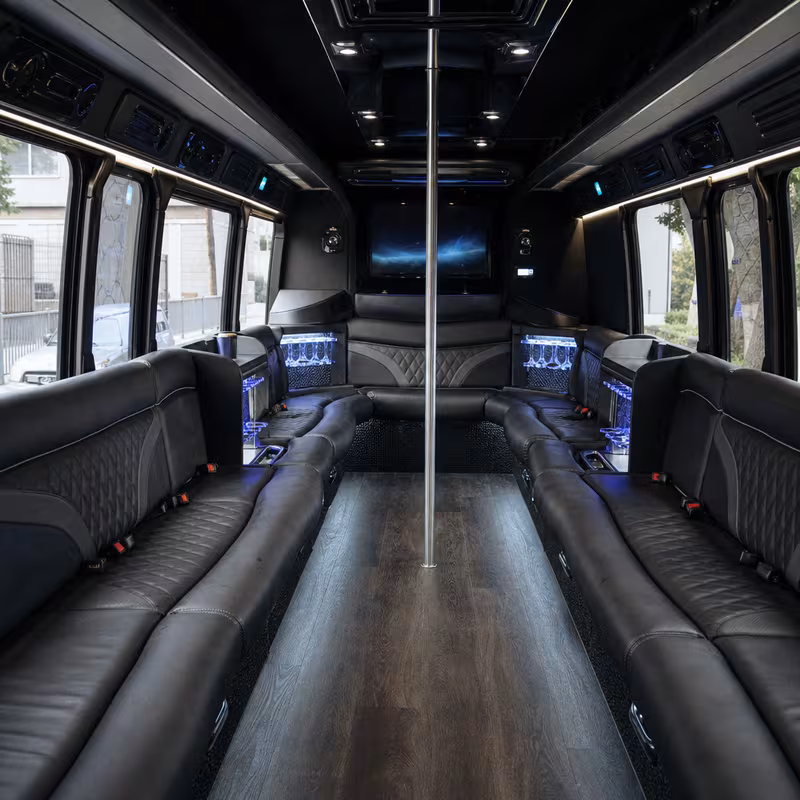 Passenger watching the New Brunswick scenery during a regional party bus road trip
