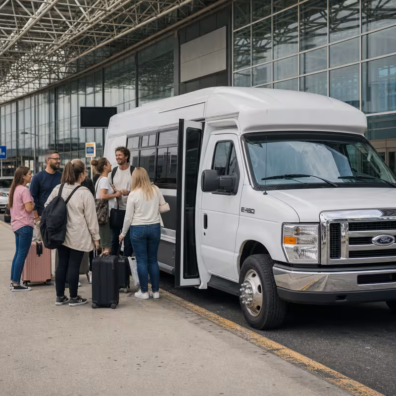 Black Mercedes Sprinter van staged for an New Brunswick Airport Transportation group