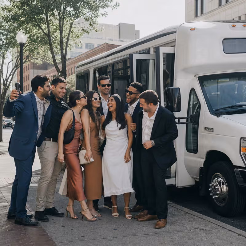 Black Mercedes Sprinter van staged for an New Brunswick Bachelor & Bachelorette Transportation group