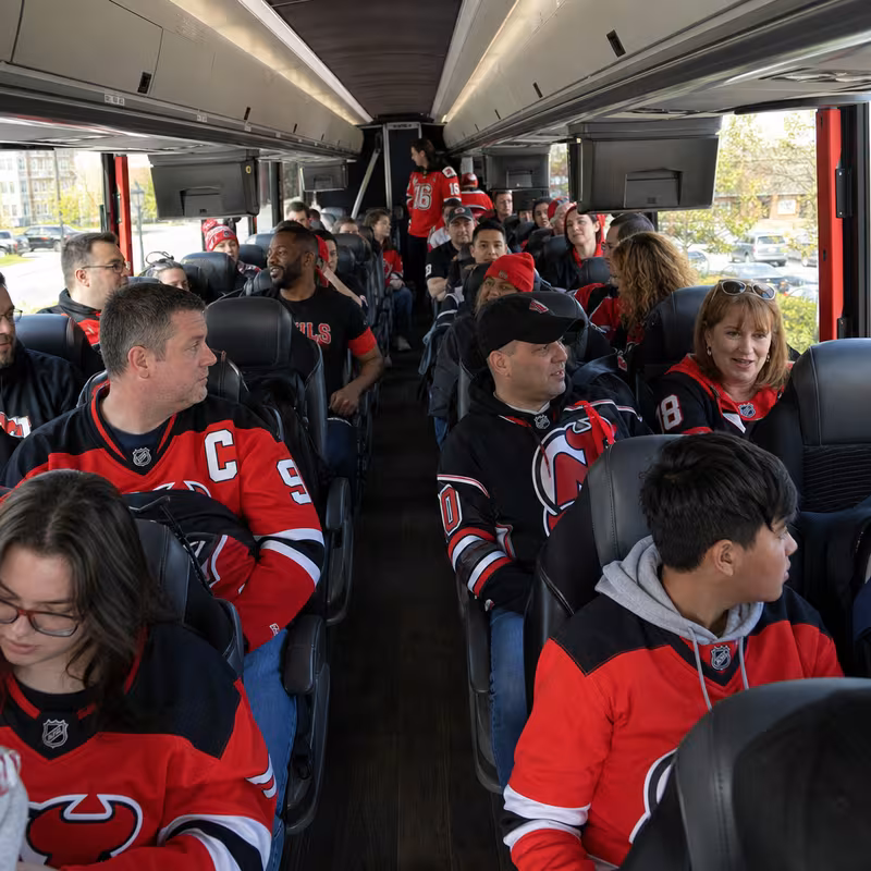 Passenger seating aboard a New Brunswick party bus rental