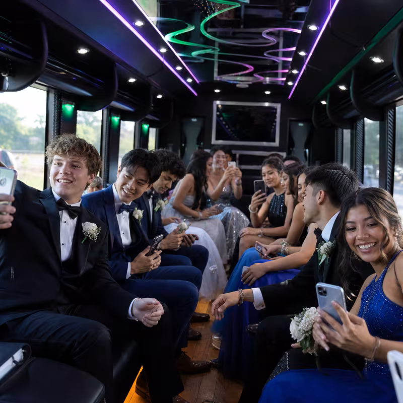 Black Mercedes Sprinter van staged for an New Brunswick Prom & Homecoming Transportation group