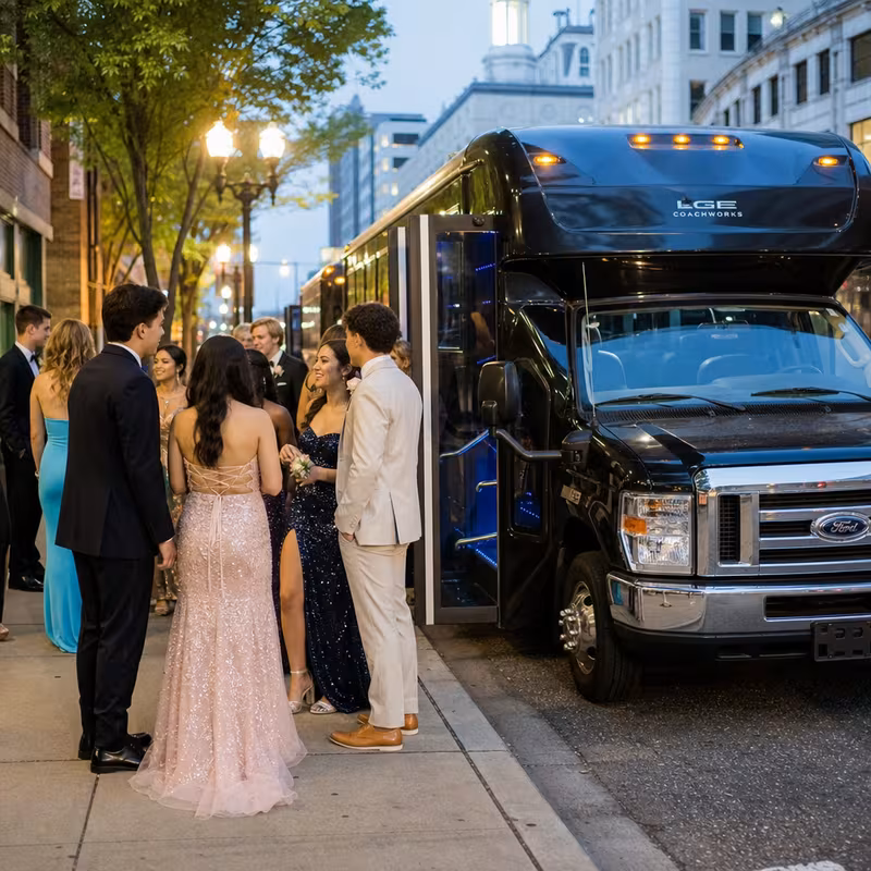 Passengers loading luggage while boarding an New Brunswick group shuttle