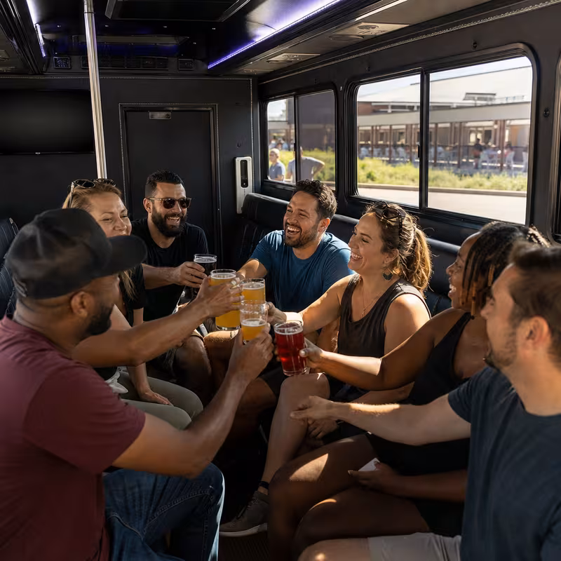 Black Mercedes Sprinter van staged for an New Brunswick Winery & Brewery Tour Transportation group